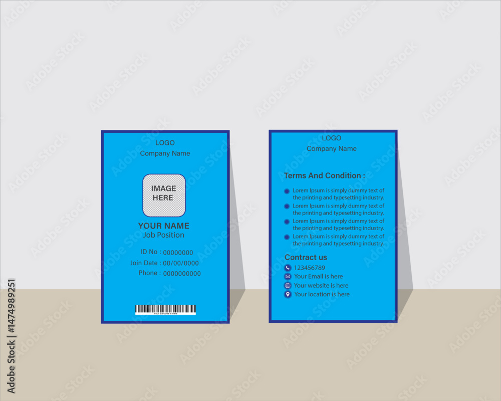 Fototapeta premium Print, ID card, Vector template for Print, Professional ID card, Identity Card, Creative Design, Customizable design for Print or digital use, Adobe Illustrator Vector file, high-quality for Branding.