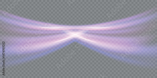 Neon stripes in the form of drill, turns and swirl. Illustration of high speed concept. Image of speed motion on the road. Abstract background in blue and purple neon glow colors.