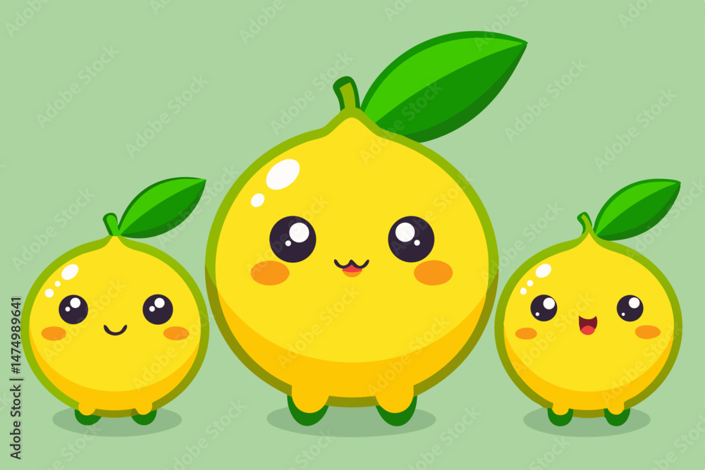 Cute Cartoon Lemon Family Illustration for Kids Cute Cartoon Lemon Family Illustration for Kids