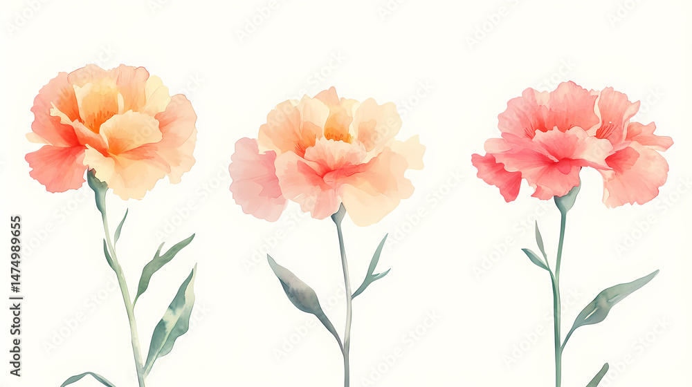 Obraz premium Delicate Watercolor Carnations