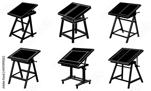 Vector silhouette bundle of eight different elegant design elements with transparency
