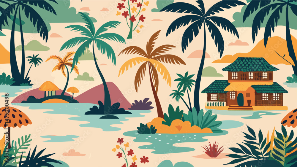 tropical island with palm trees tropical island with palm trees