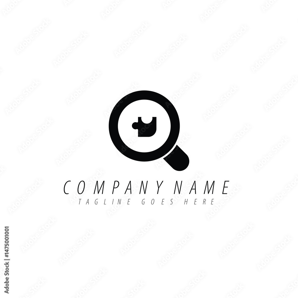 Obraz premium Magnifying Glass and Puzzle Piece Logo Design for Business Solutions