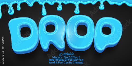 Drop  Vector Text Effect Editable Alphabet Blue Liquid Splash Blob
