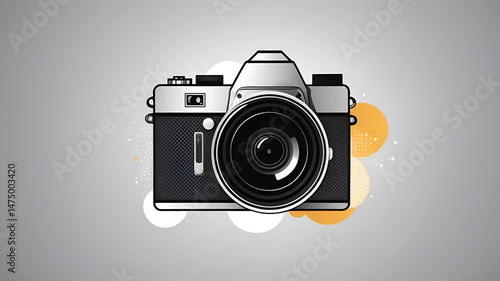 Camera Clip Art Icon White on transparent background.