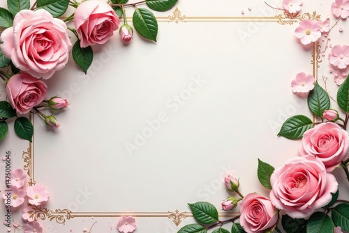Delicate blush pink roses & ivy, classic damask style, rose wallpaper, elegant