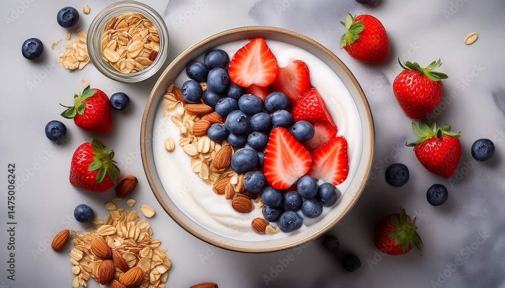 Frische Joghurt-Bowl mit Beeren und Nüssen Frische Joghurt-Bowl mit Beeren und Nüssen