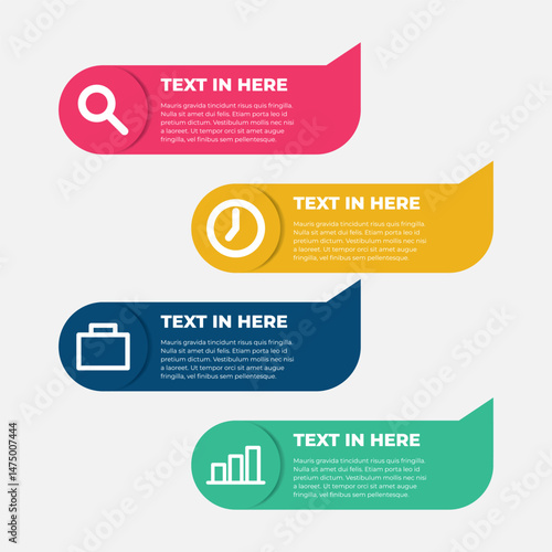 Simple 4 steps infographic, concept business presentations, marketing plans, process diagrams, or step-by-step instructions.