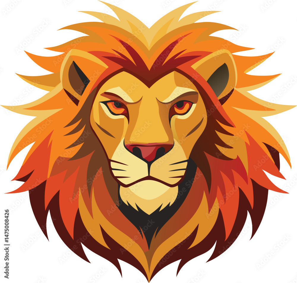Flat vector silhouette of the retro Animal character, a Lion head Flat vector silhouette of the retro Animal character, a Lion head