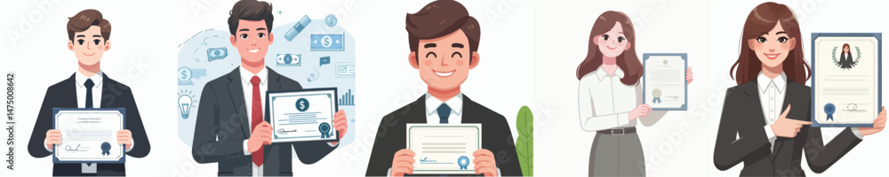 vector businessman holding company certification vector businessman holding company certification
