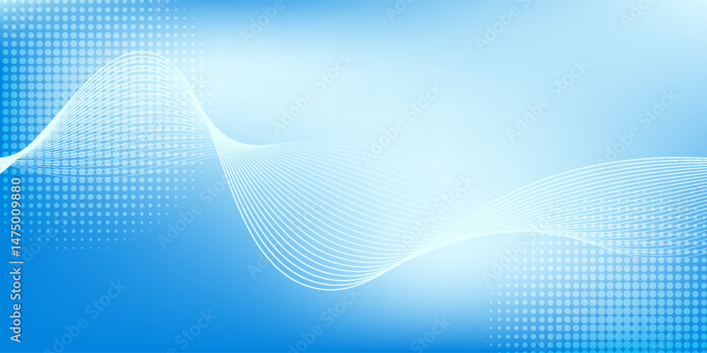 Fototapeta premium Abstract blue gradient background with shining lines waves. Minimalist background for banner, poster, cover, brochure, flyer, website