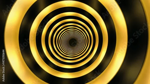 Golden concentric circles tunnel creates hypnotic, infinite depth illusion