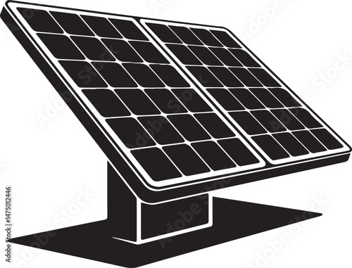 Solar Panel Silhouette Vector – Clean Black Renewable Energy Icon