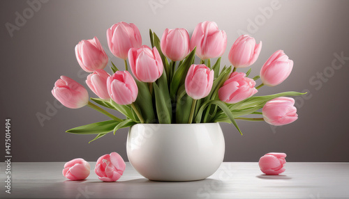 white vase filled with vibrant pink tulips