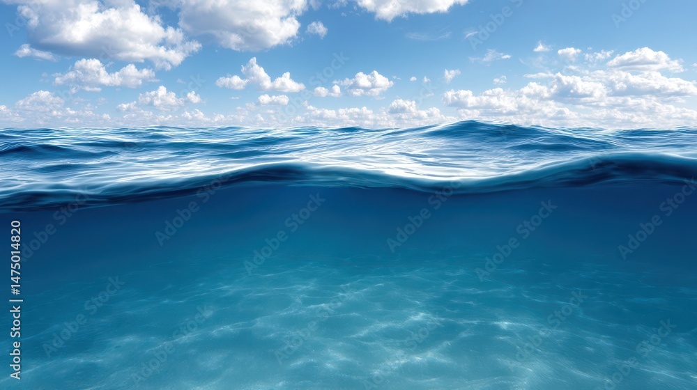 Fototapeta premium A serene view of the ocean's surface and depths.