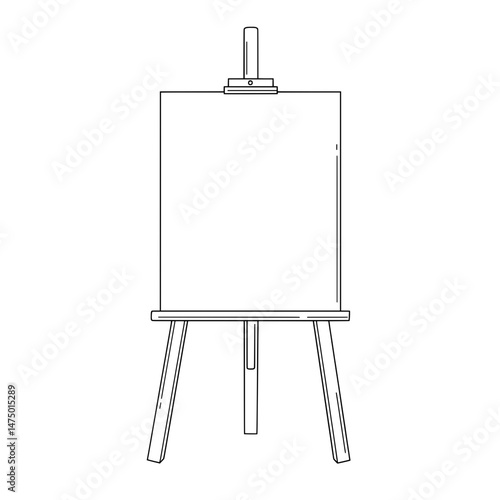 Minimalist easel holds blank canvas, ready for creativity with linear design on display