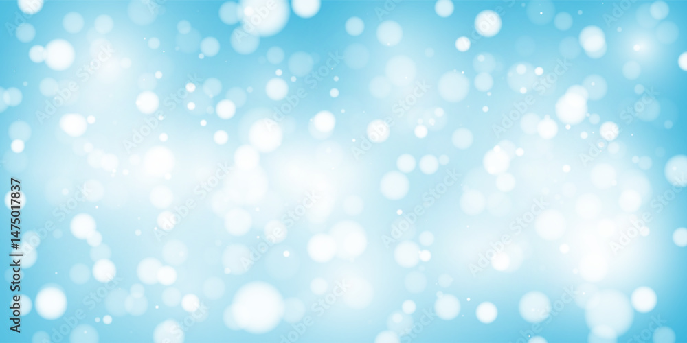 Abstract blue bokeh background with soft glow and glittering sparkles. Festive, dreamy, and elegant, perfect for holiday, birthday, or celebration themes. Vector illustration.