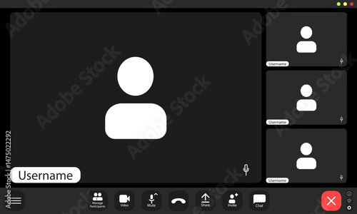Video conference user interface, video conference calls window overlay.