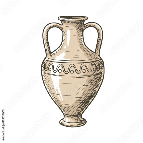 Hand-drawn amphora icon for Mediterranean menus and cultural food branding