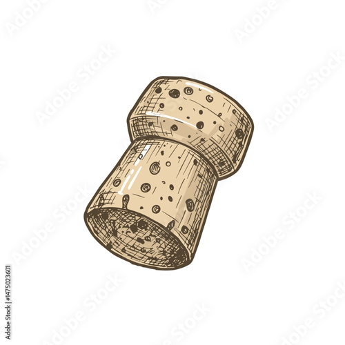 Hand-drawn champagne cork icon for wine branding and celebration-themed menus
