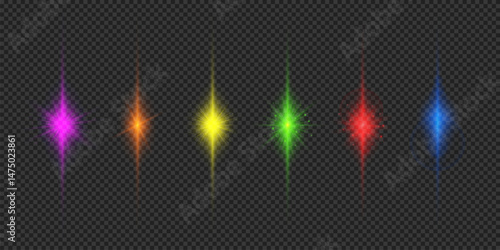 Set of multicolor light effects of lens flares