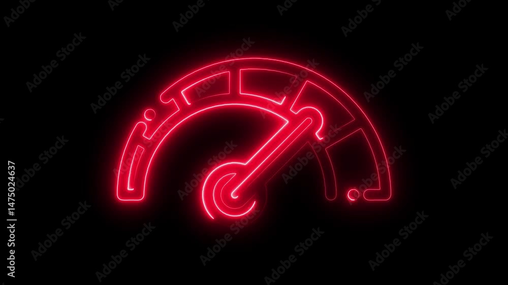Glowing neon line Speedometer icon isolated on blue background. 4K Video motion graphic animation. Glowing neon line Speedometer icon Glowing neon line Speedometer icon isolated on blue background. 4K Video motion graphic animation. Glowing neon line Speedometer icon