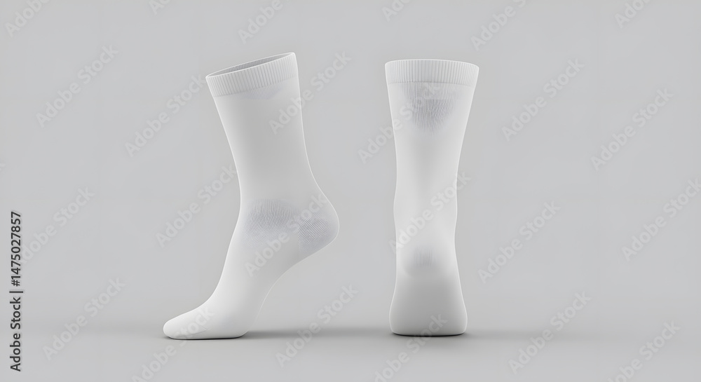 Pair of White Socks Mockup: Clean, Minimalist Design for Branding and Apparel Pair of White Socks Mockup: Clean, Minimalist Design for Branding and Apparel