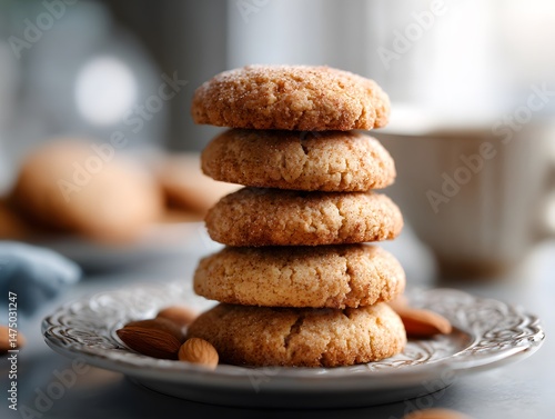 Wallpaper Mural Deliciously stacked cookies on a decorative plate, perfect for a sweet snack or dessert inspiration. Torontodigital.ca