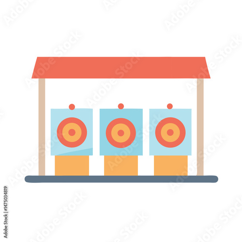 Shooting range target icon with three bullseyes in flat style