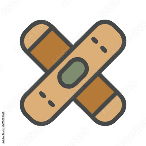 Crossed adhesive bandages icon in flat vector style