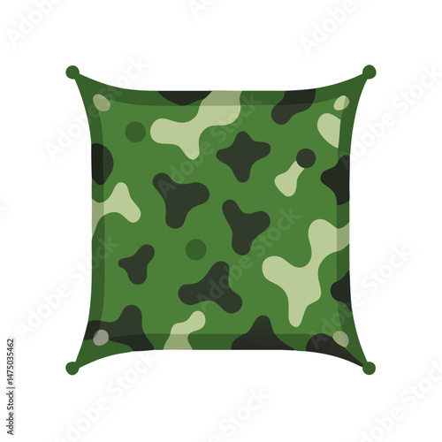 Square camouflage tarp icon in modern flat design