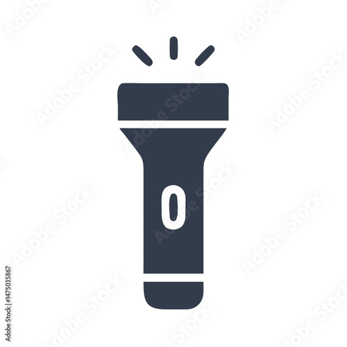 Simple black flashlight icon in flat silhouette style