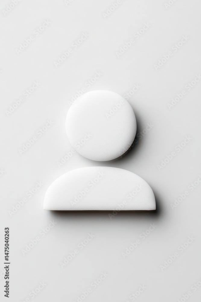 White textured 3D person icon on a bright background. Minimalist, simple design. Digital illustration. White textured 3D person icon on a bright background. Minimalist, simple design. Digital illustration.