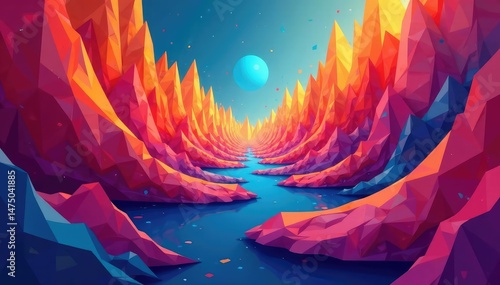 Abstract geometric shapes, infinitely repeatable design , digital, clean