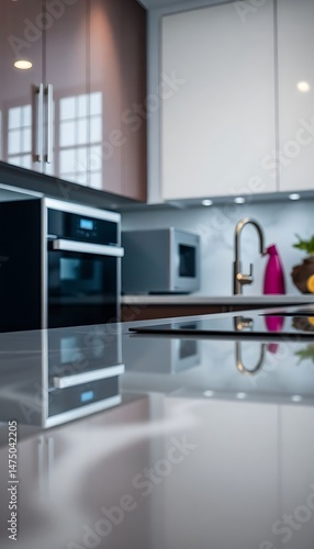 kitchen counter with a sink and a microwave