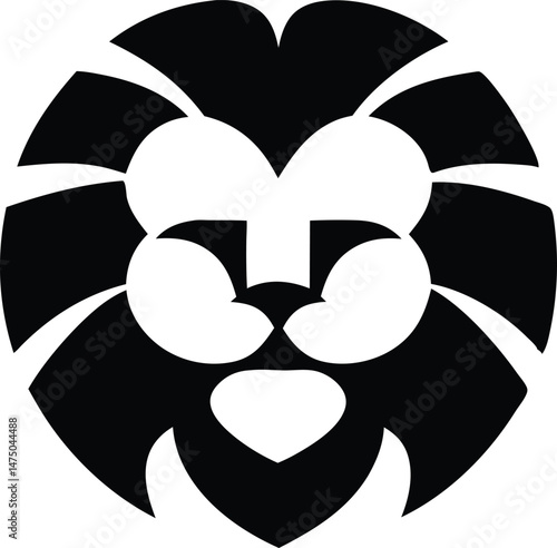 A geometric lion head logo vector silhouette black