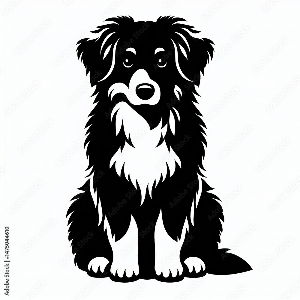 Naklejka premium australian shepherd silhouette illustration
