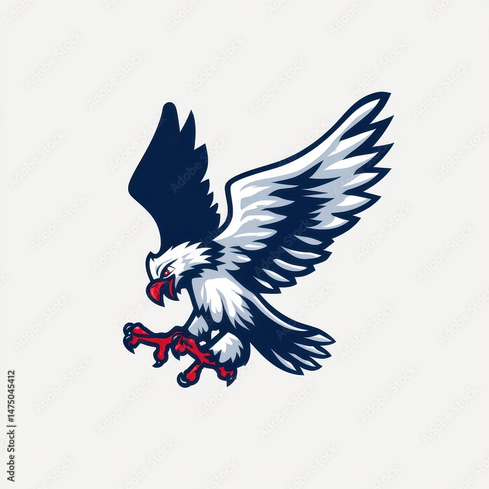 Obraz premium A stylized illustration of a soaring hawk in flight.