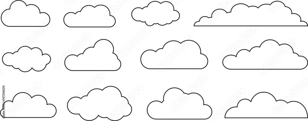 clouds lines collection. icons Vector illustration clouds lines collection. icons Vector illustration