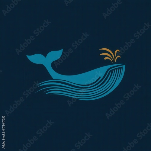 Wallpaper Mural Simple graphic design of a whale in dark blue water. Torontodigital.ca