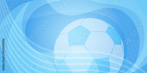Football or soccer background with big ball in light blue colors. vector illustration