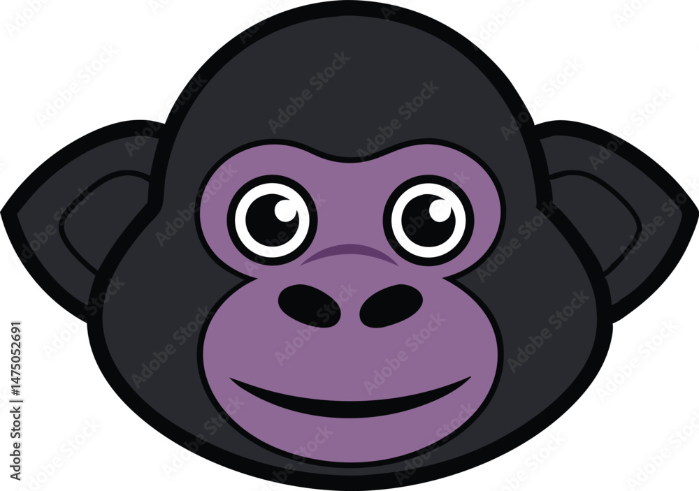 Obraz premium A kawaii style gorilla head vector silhouette black 