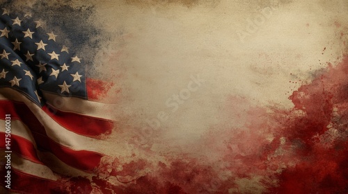 A creative illustration of the American flag blended with elements of the Declaration of Independence,