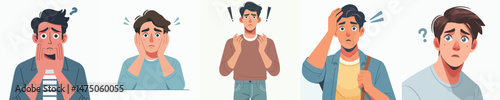 a man looks shocked and worried style vector flat design