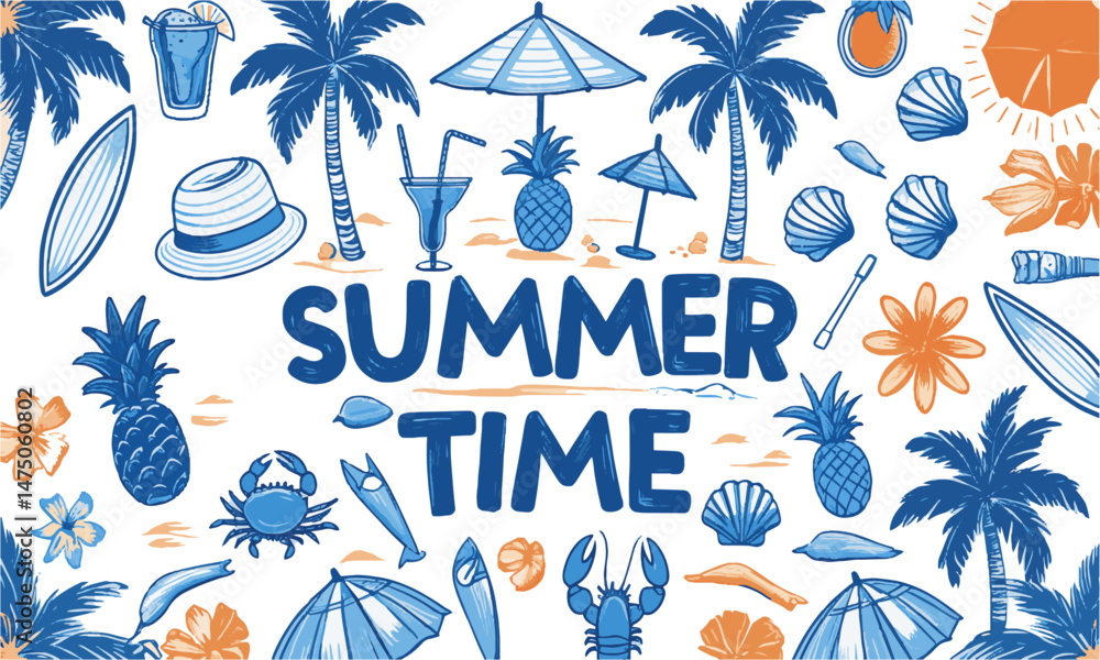 Obraz premium Modern vector illustration inspired by summer vacation elements, easily scalable and editable.