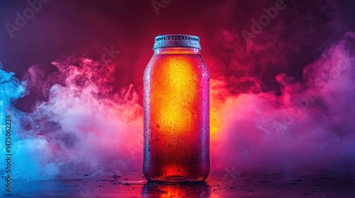 Cool drink bottle in neon light