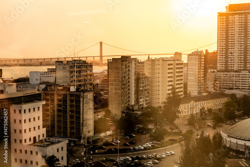 Obraz na płótnie Sunset among the business offices of Maputo City, Capital of Mozambique