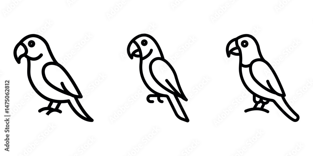 parrot outline or line icon design bundle. parrot outline or line icon design bundle.