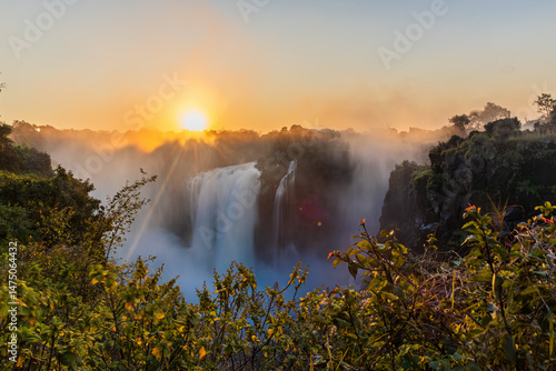 Fotografie Amazing sunset at Victoria Falls, Zimbabwe
