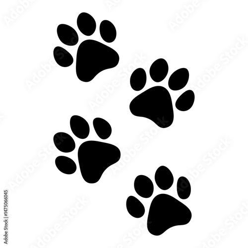 Paw vector foot trail print of cat. Dog, puppy silhouette animal diagonal tracks for t-shirts, backgrounds, patterns, websites, showcases design, greeting cards, child prints and etc.